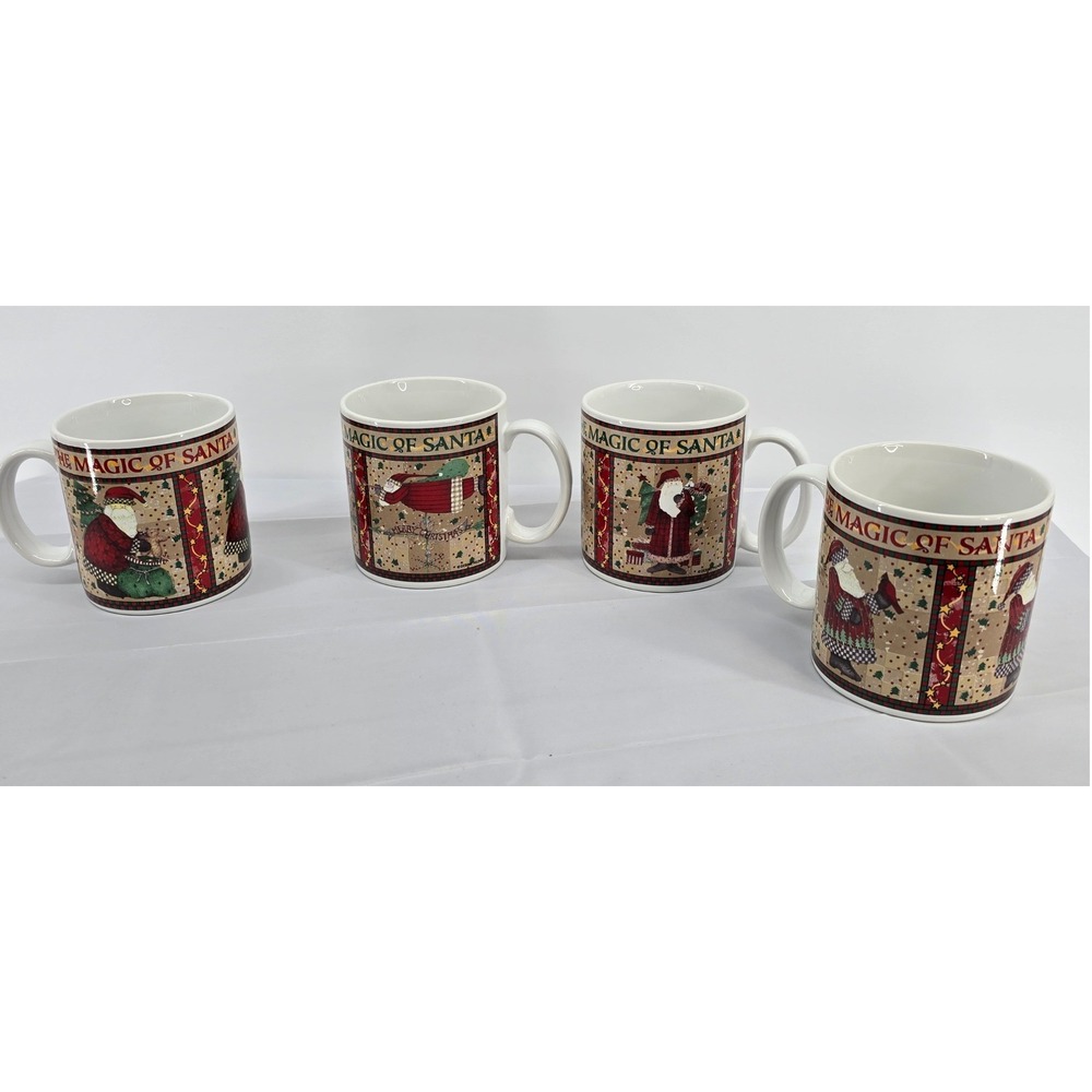 Sakura Magic of Santa Coffee Mugs Set‎ of 4 Debbie Mumm Stoneware H083/42S